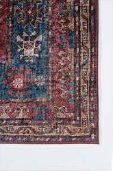 Karachi KAR-1 Burgundy Runner Rug – 100% Polyester Indoor Printed Non-Slip Rug